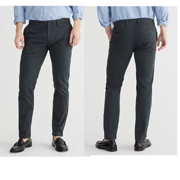 J.Crew Pants Men 36x30.5 Charcoal Gray Cotton Slim-Fit Stretch Chino Pants - Picture 1 of 6